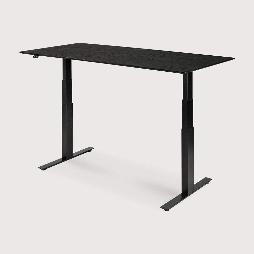 Bok Adjustable Solid Black Oak Desk, Black Base, 79" - Image 3