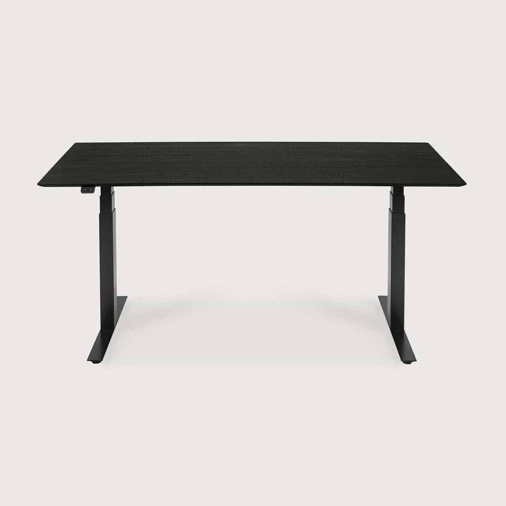 Bok Adjustable Solid Black Oak Desk, Black Base, 79" - Image 4