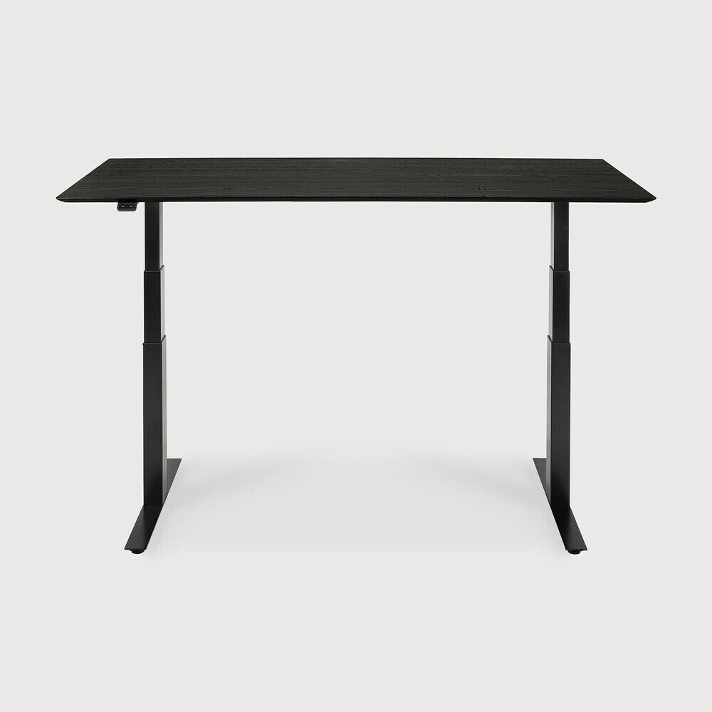 Bok Adjustable Solid Black Oak Desk, Black Base, 79" - Image 5