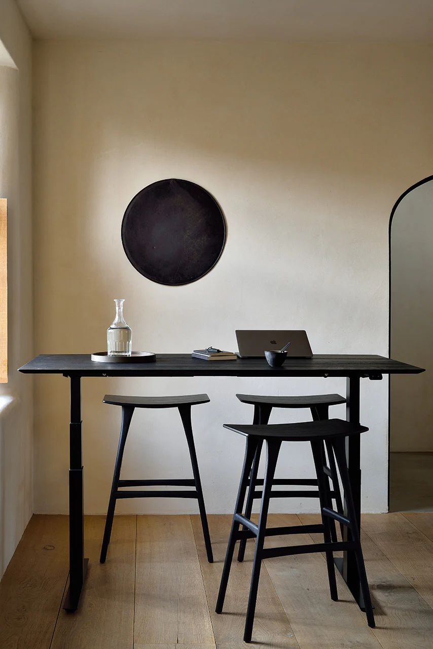 Bok Adjustable Solid Black Oak Desk, Black Base, 55.5" - Image 3