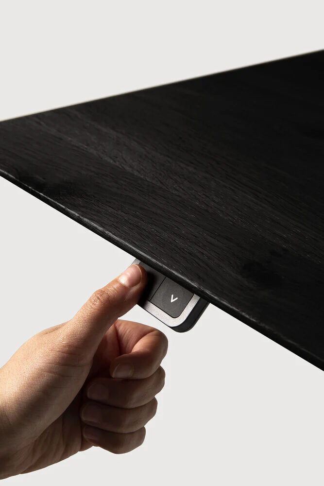 Bok Adjustable Solid Black Oak Desk, Black Base, 55.5" - Image 7