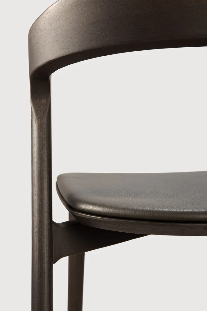 Bok Solid Brown Oak Dining Chair with Brown Leather Cushion - Image 10