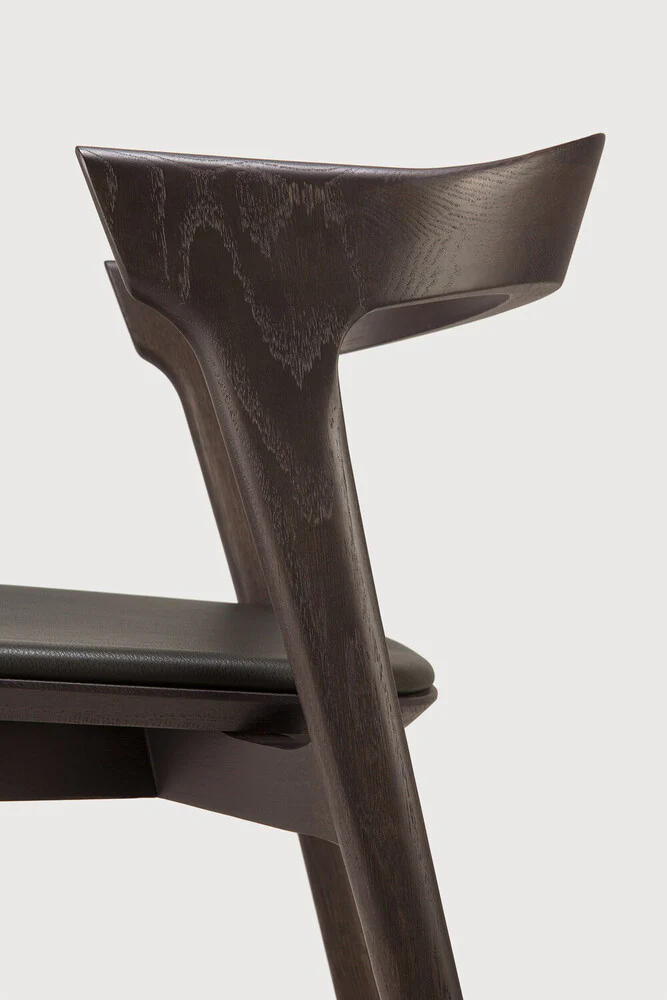 Bok Solid Brown Oak Dining Chair with Brown Leather Cushion - Image 12