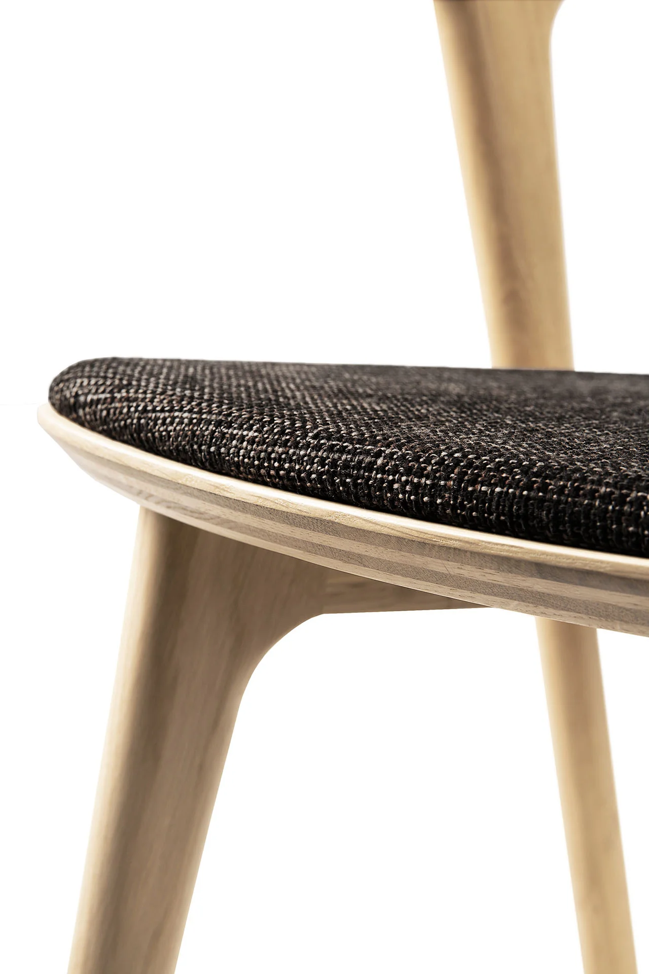 Bok Solid Oak Dining Chair, Varnished with Dark Brown Fabric Cushion - Image 8