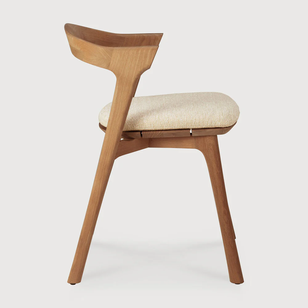 Bok Solid Teak Outdoor Dining Chair With Natural Fabric Cushion - Image 3