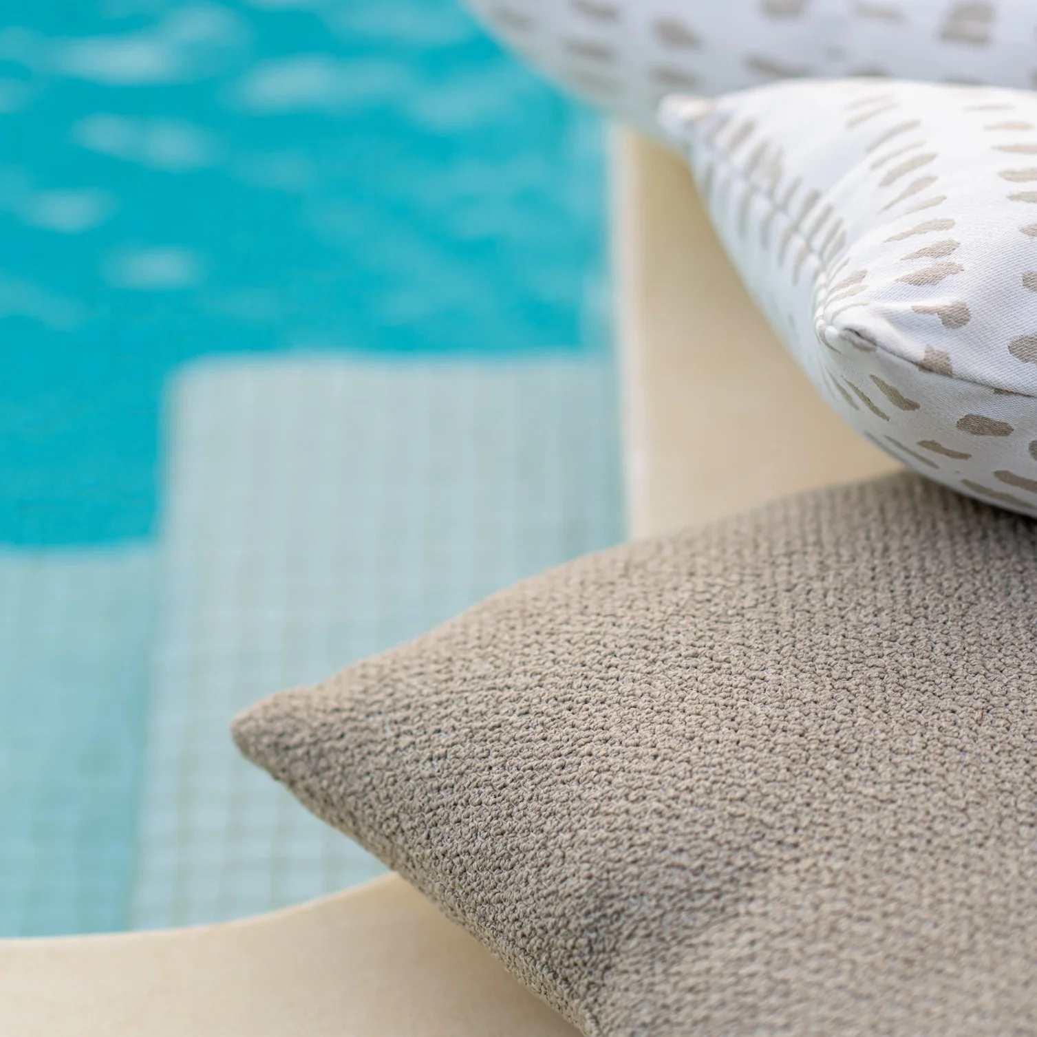 Boucle Outdoor Square Pillow, Set of 2, Oat - Image 3