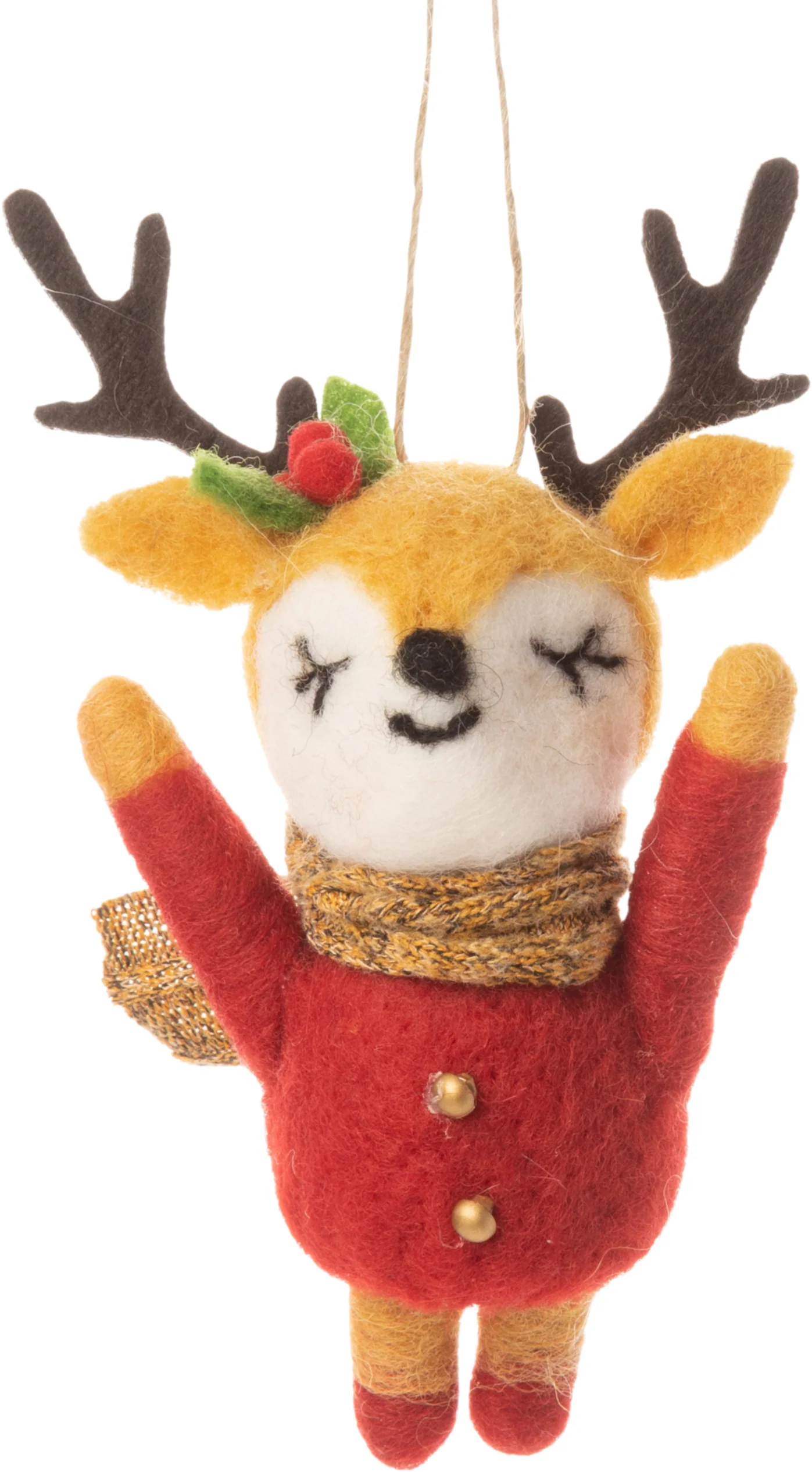 Felt Cheerful Reindeer Ornament - Image 2