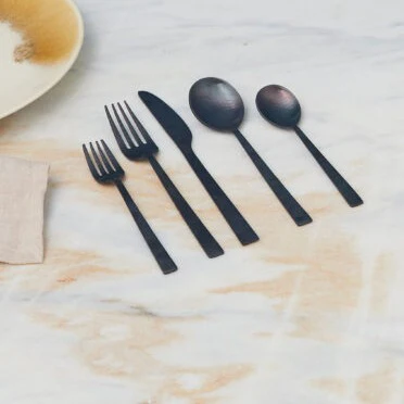 Hammered Black Flatware Set - Image 2