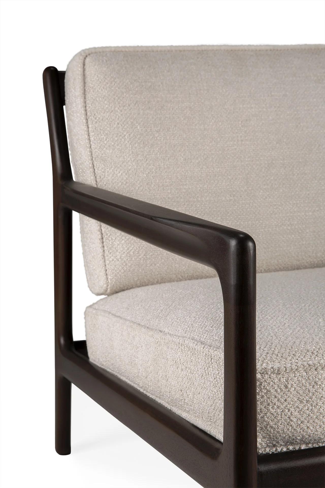 Jack Lounge Chair, Varnished Mahogany, Dark Brown, Ivory Fabric - Image 9