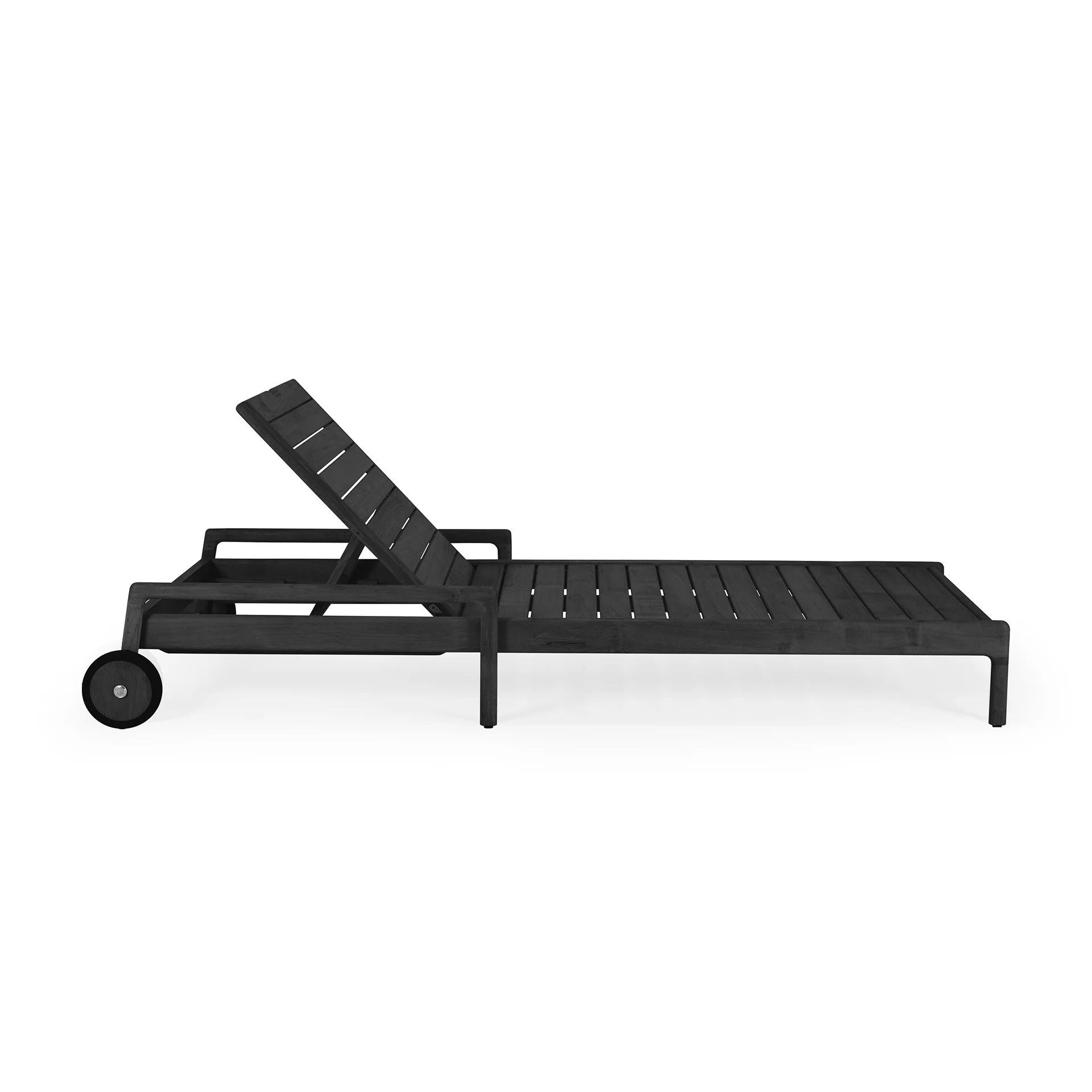Jack Solid Black Teak Outdoor Adjustable Lounger Frame - Image 2