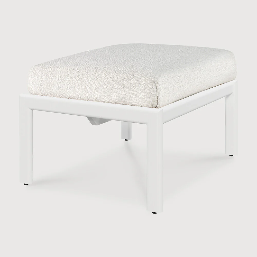 Jack outdoor footstool - aluminium - white - Off White fabric - Image 3
