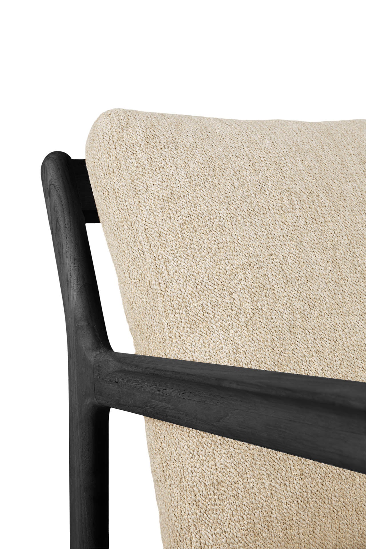 Jack Solid Black Teak Outdoor Lounge Chair, Natural Fabric - Image 6