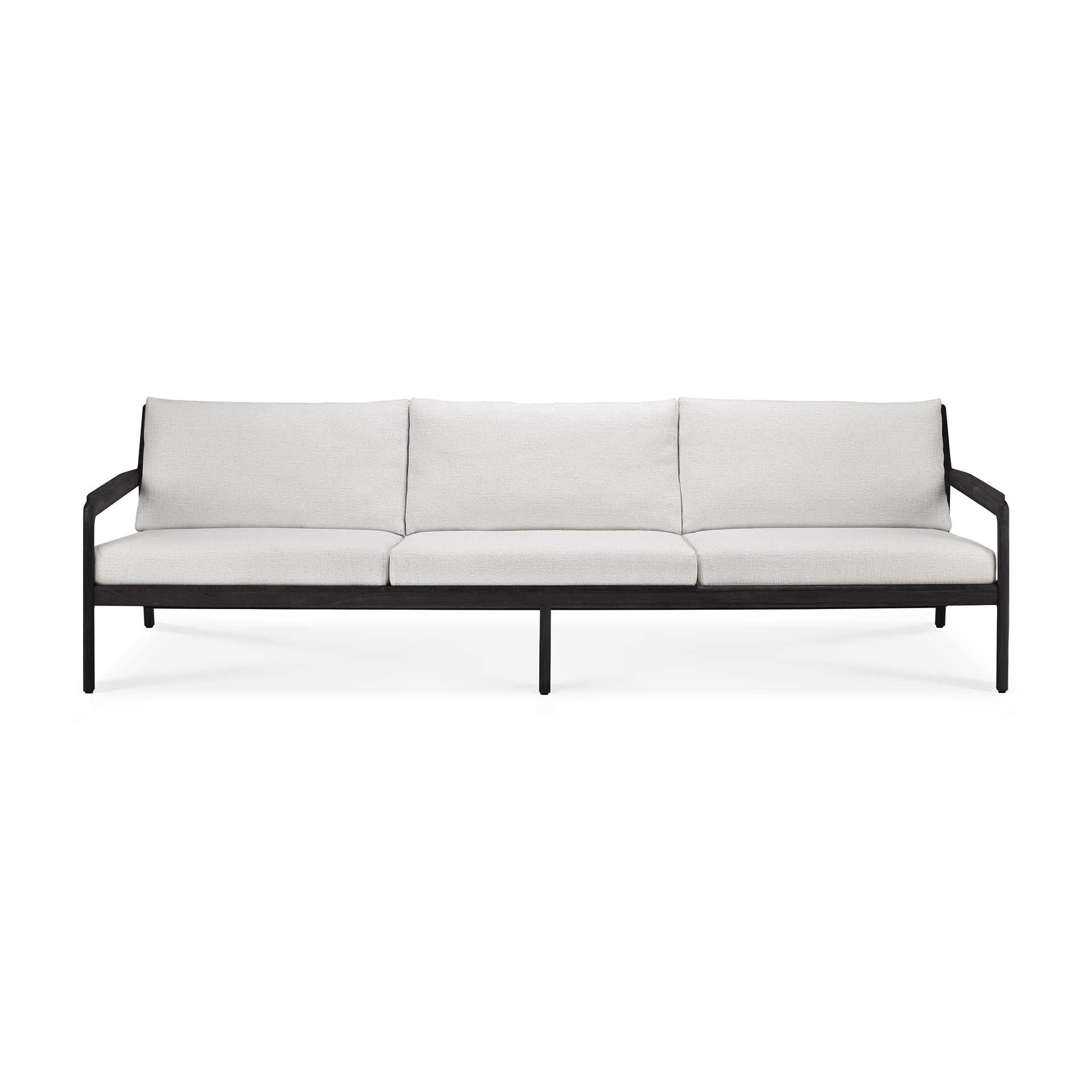 Jack Solid Black Teak Outdoor 3 Seater Sofa, Off White Fabric - Image 3