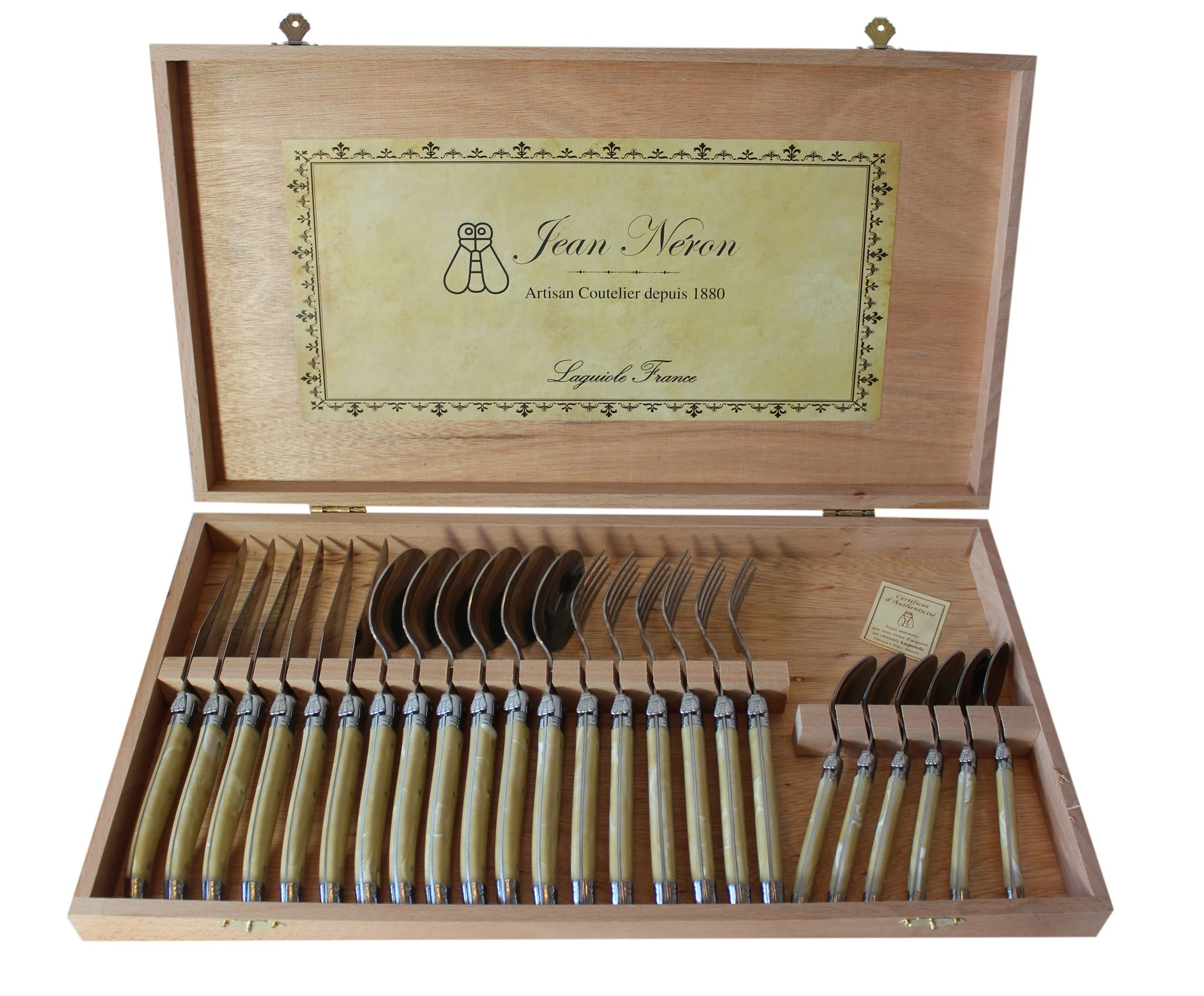 Laguiole 24 Piece Flatware Set, Pale Horn in Wood Presentation Box - Image 2