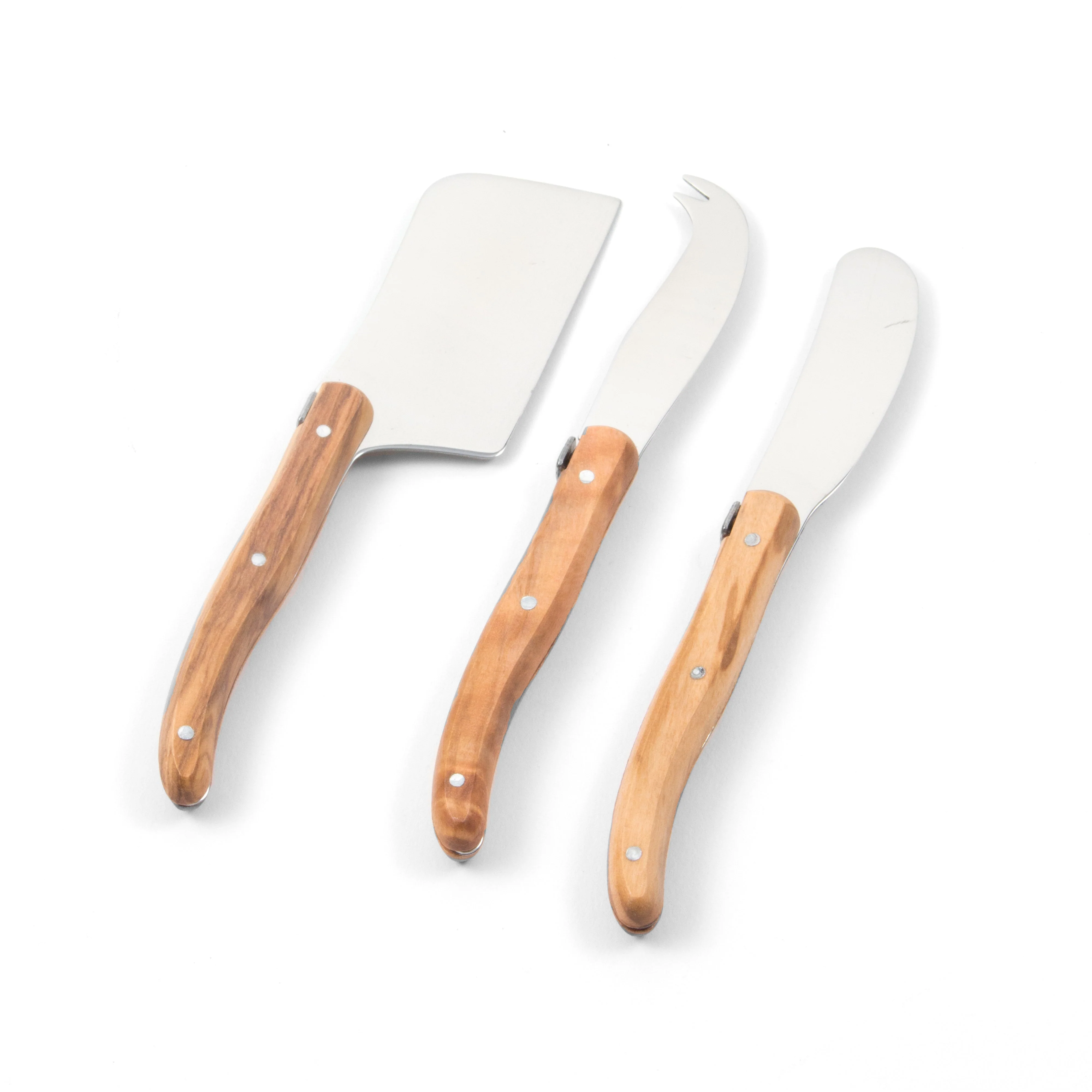 Laguiole 3 Piece Mini Cheese Utensil Set, Olivewood in Wood Box with Acrylic Lid - Image 4