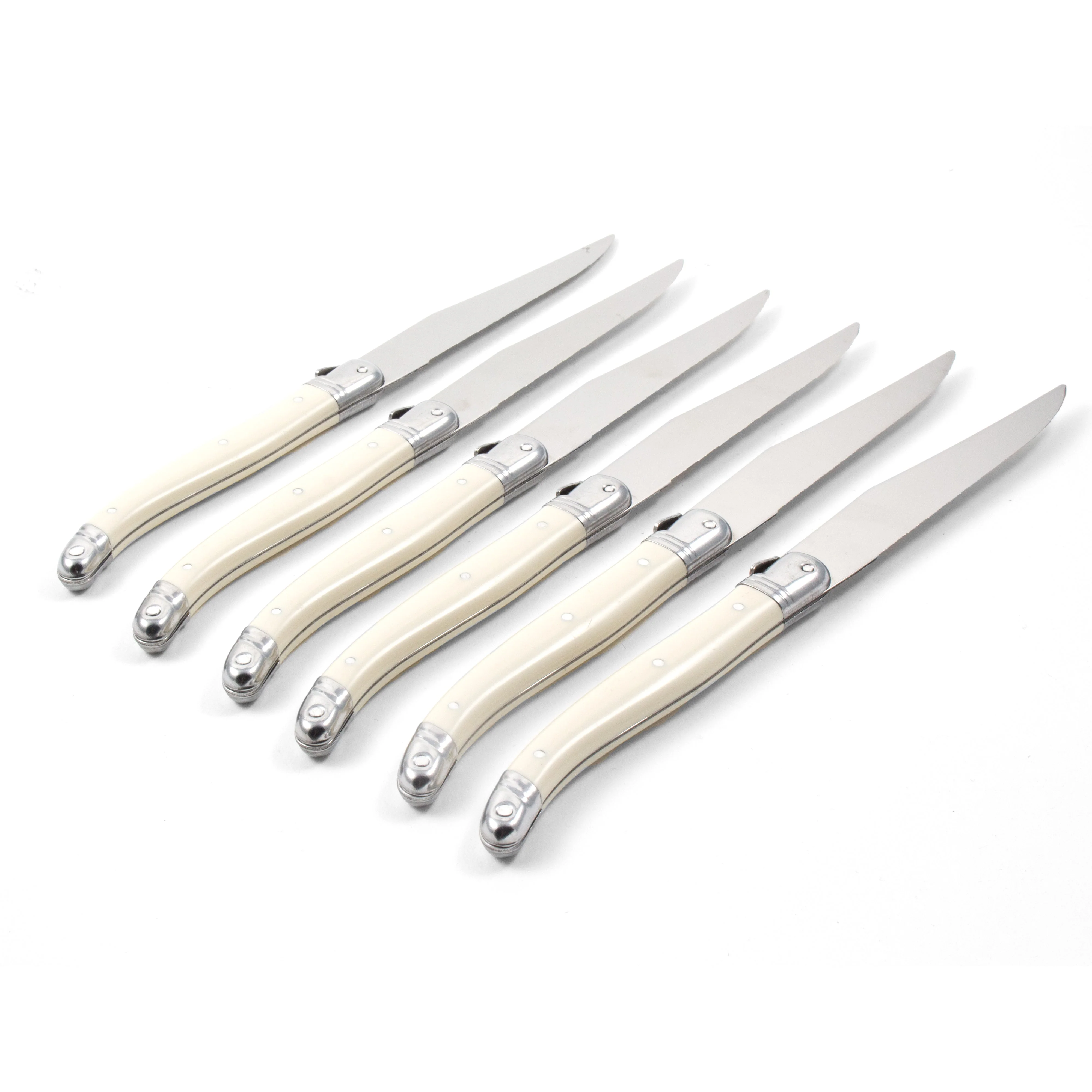 Laguiole 6 Piece Steak Knife Set, Ivory in Wood Box with Acrylic Lid - Image 4