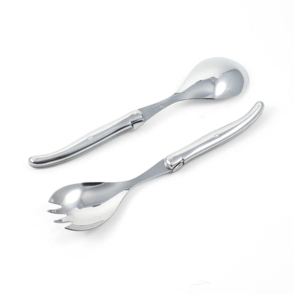 Laguiole Salad Serving Set, Platine Stainless Steel in wooden box - Image 4