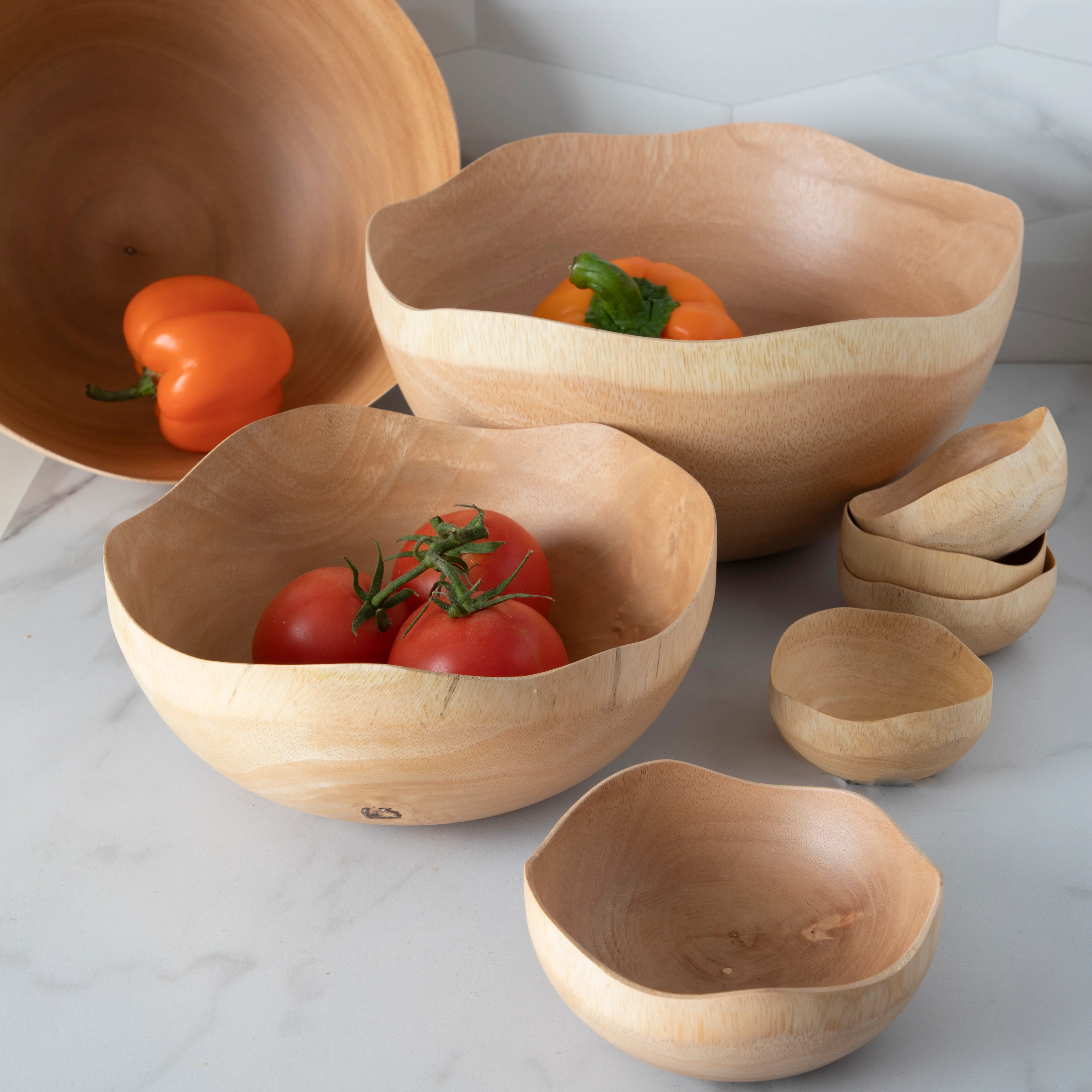 Kiln Mango Wood Wave Edge Bowl, Medium - Image 2