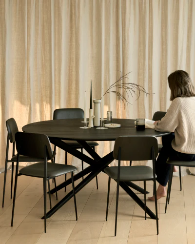 Mikado Solid Black Oak Dining Table, Round - Image 3