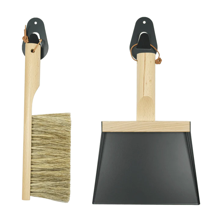 Andree Jardin NATURAL BLACK "Mr & Mrs Clynk" Hand Brush, Dustpan and Wall Hooks - Image 3