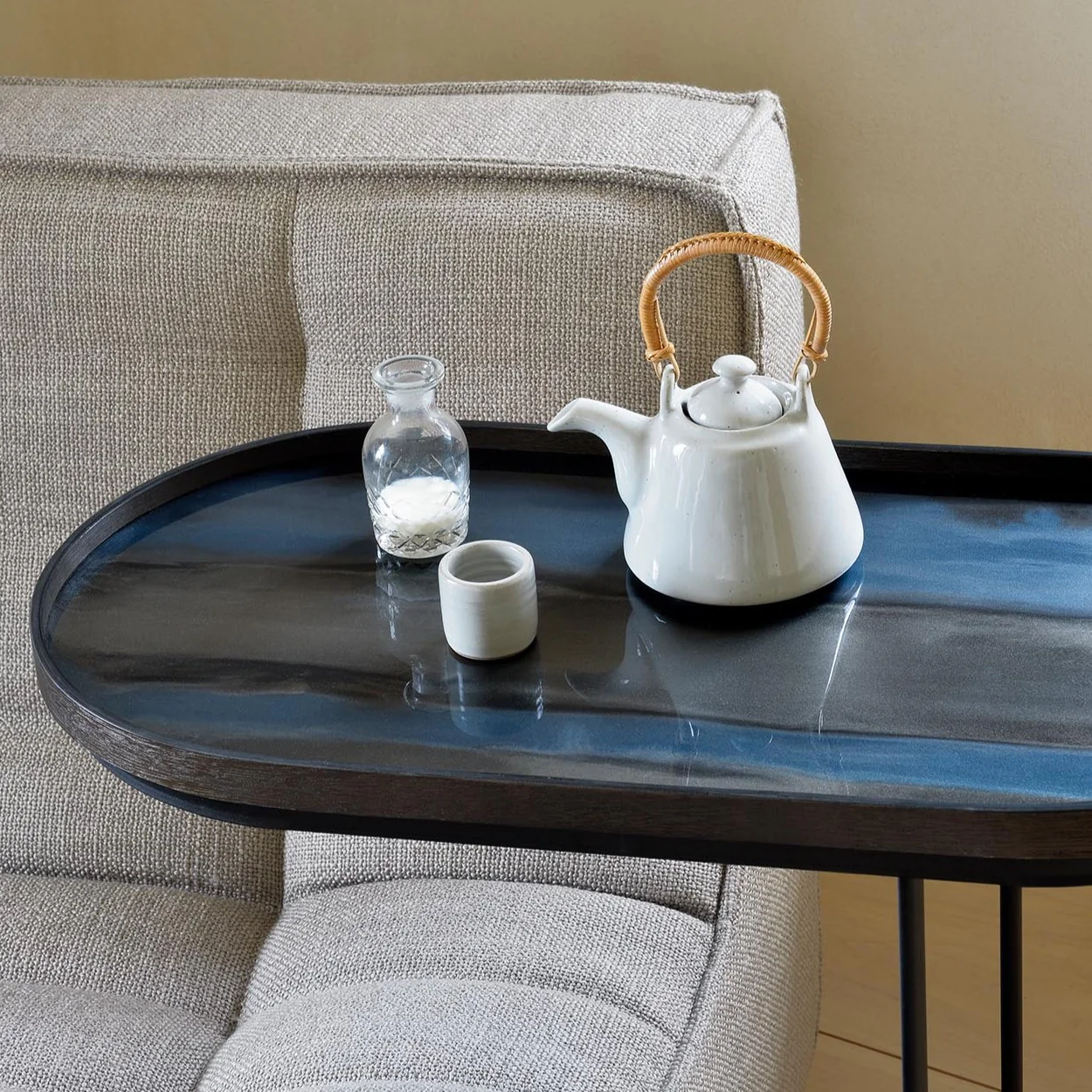 Oblong Graphite Glass Organic Tray