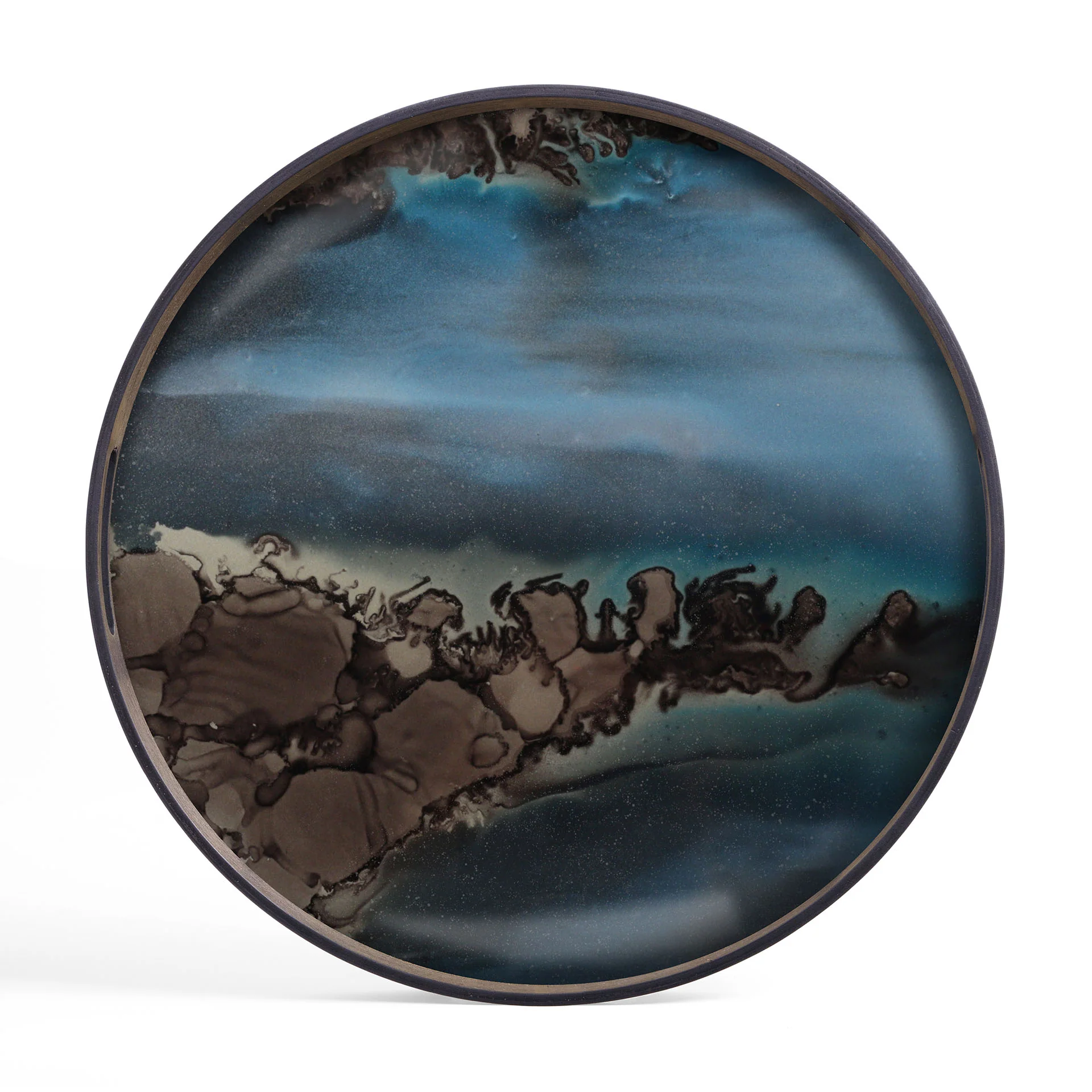 Round Glass Organic Tray, Slate - Image 3