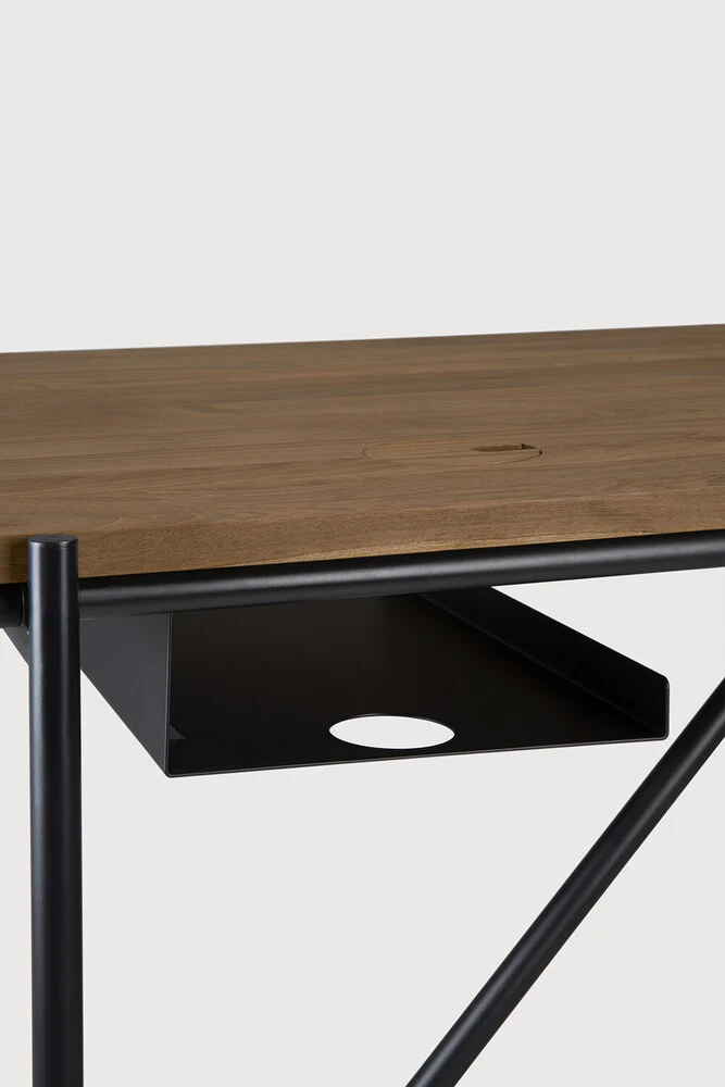 Oscar desk - teak - rectangular - with cable management - Image 6