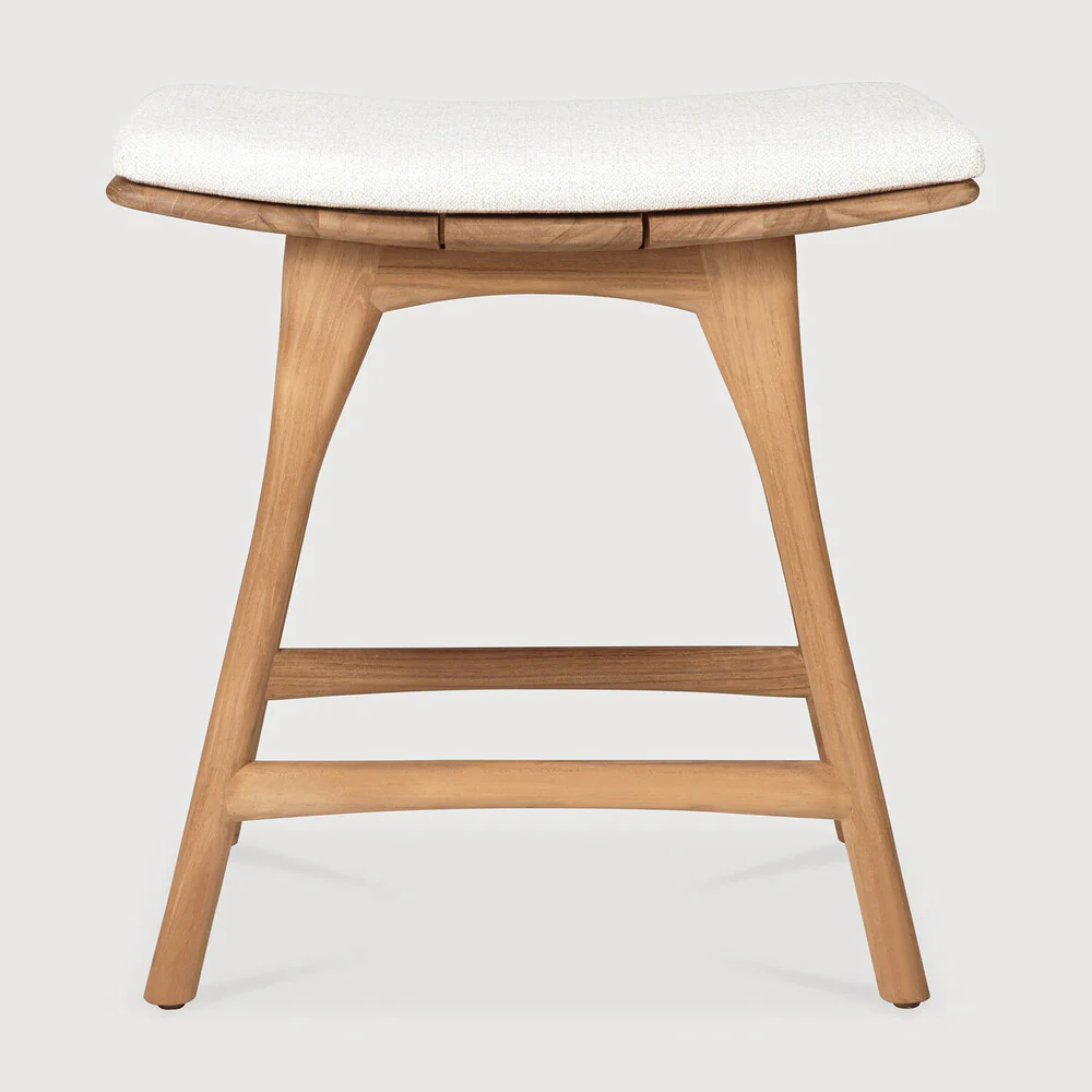 Osso Teak Outdoor Stool - Off White Fabric - Image 3