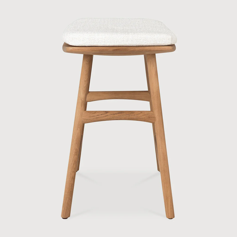 Osso Teak Outdoor Stool - Off White Fabric - Image 5