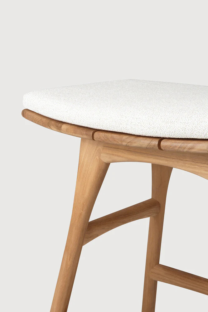 Osso Teak Outdoor Stool - Off White Fabric - Image 7