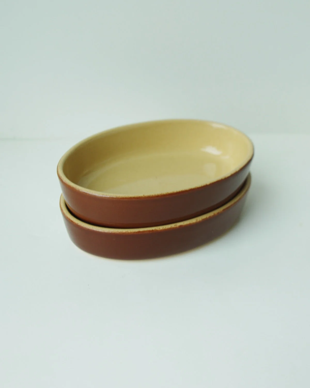 Vintage French Stoneware Oval Dish - Small (0.25 L) - Brown - Image 2