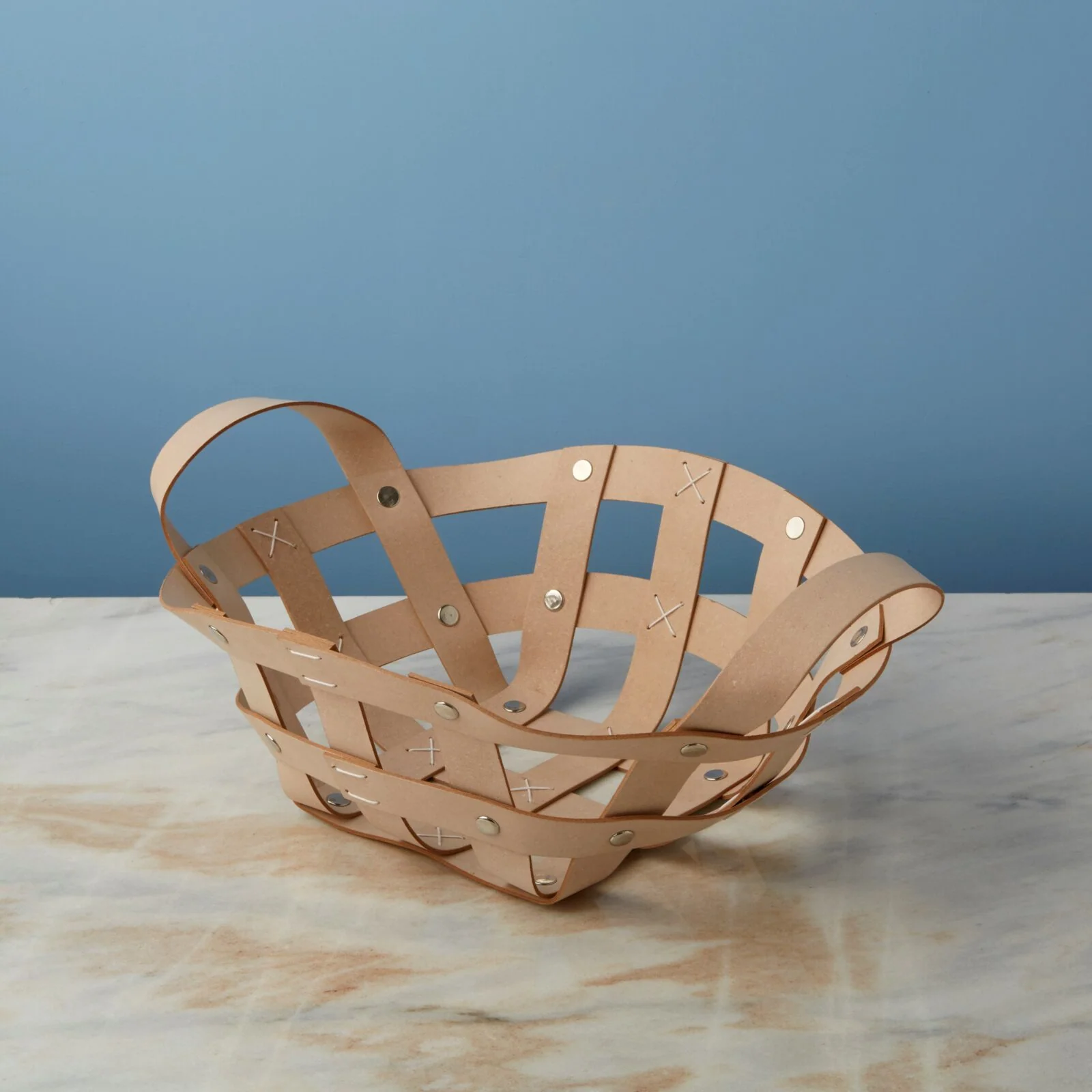 Pali Recycled Leather Tabletop Basket - Image 3