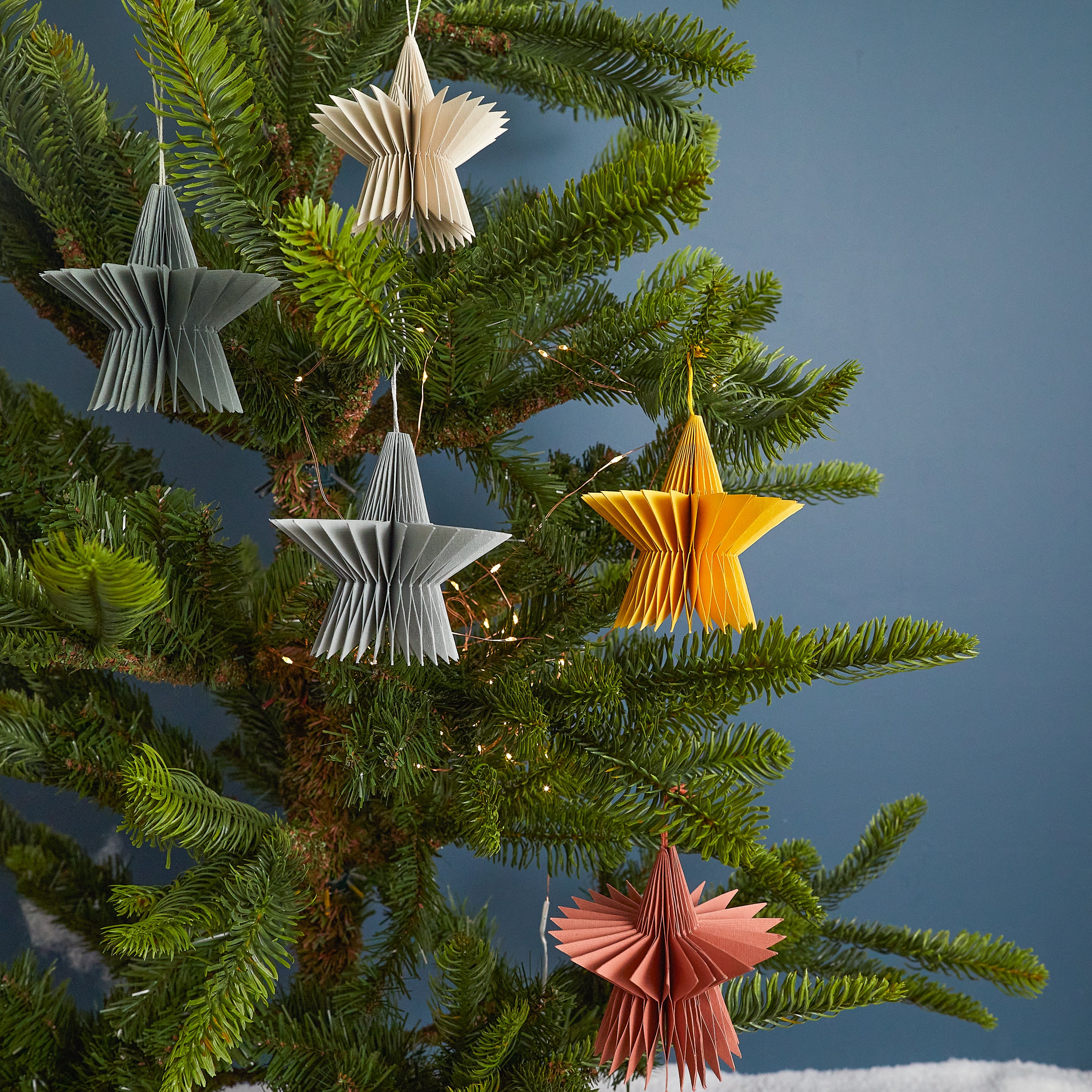 Recycled Paper Star Ornament, Set of 5