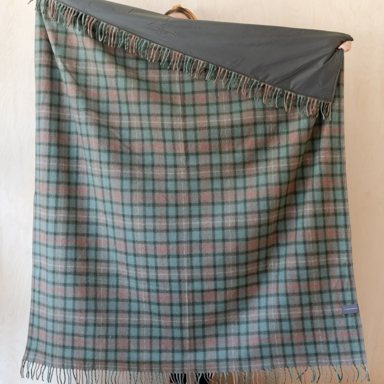 Recycled Wool Waterproof Picnic Blanket in Fraser Hunting Weathered Tartan - Brown Leather - Image 3