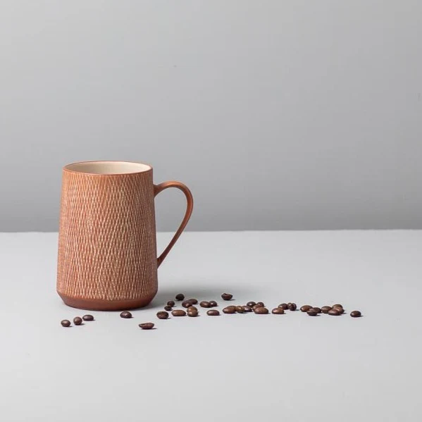 Rust Crosshatch Mugs, Set of 4 - Image 4