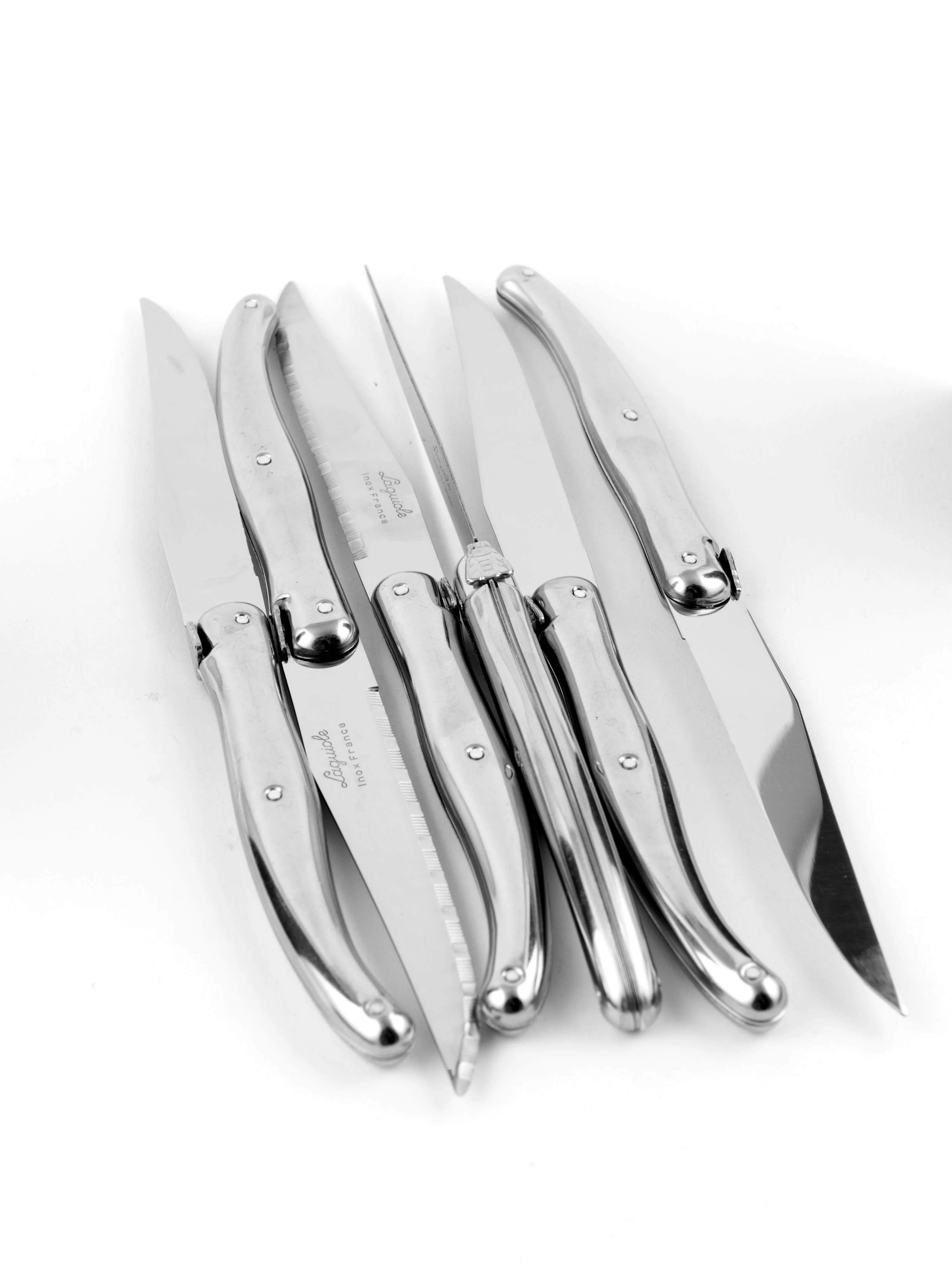 Laguiole 6 Piece Steak Knife Set, Stainless Steel in Wood Box with Acrylic Lid - Image 7