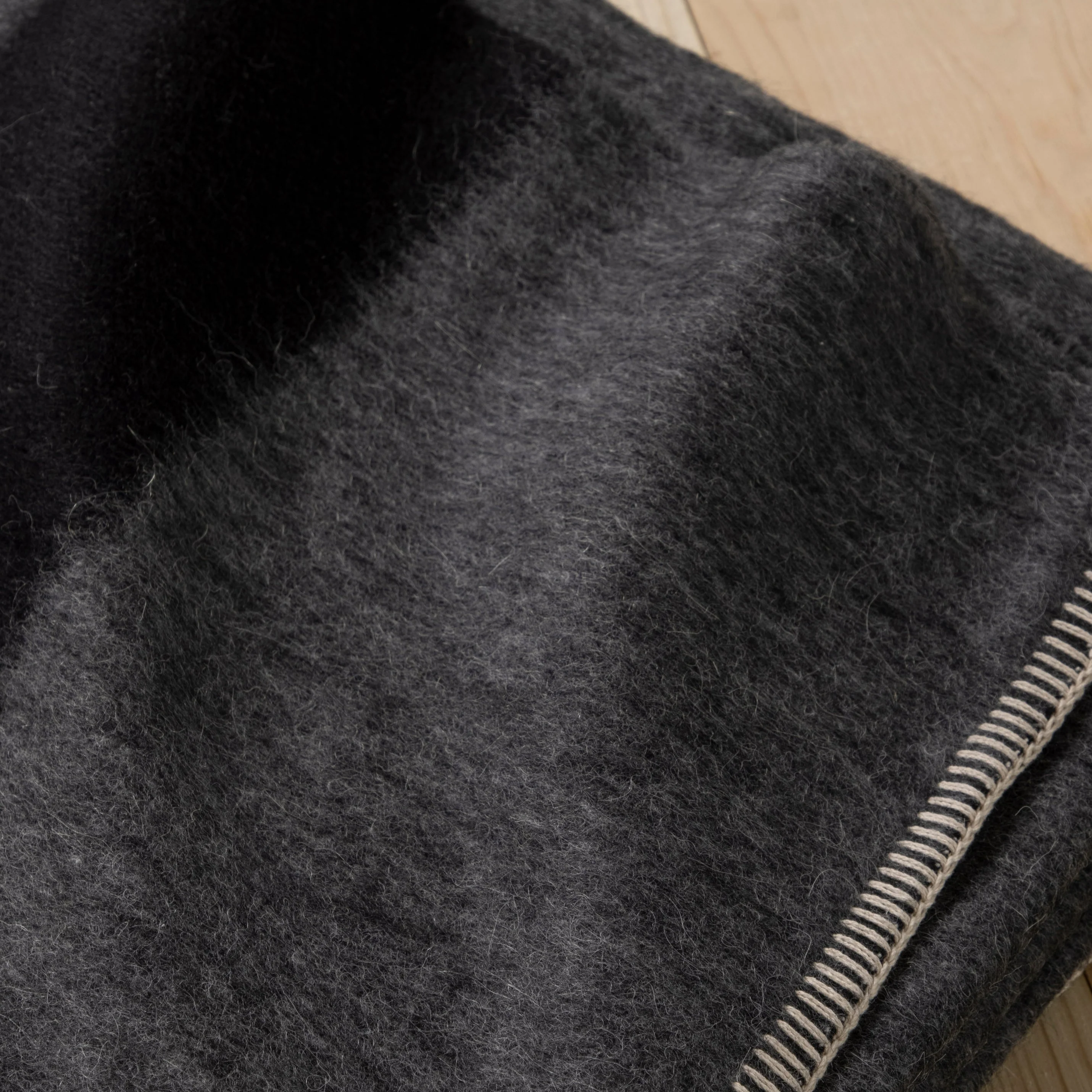 Siempre Blanket, Charcoal with Black Stripe - Image 4