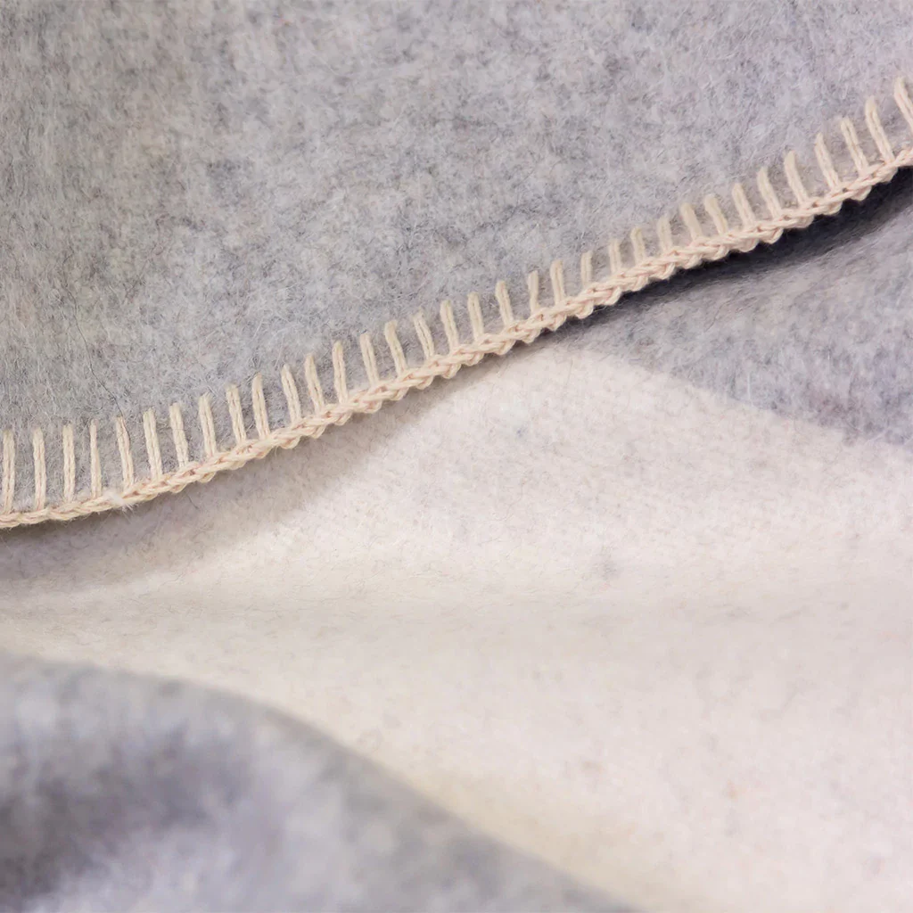 Siempre Blanket, Light Heather with Ivory Stripe - Image 5