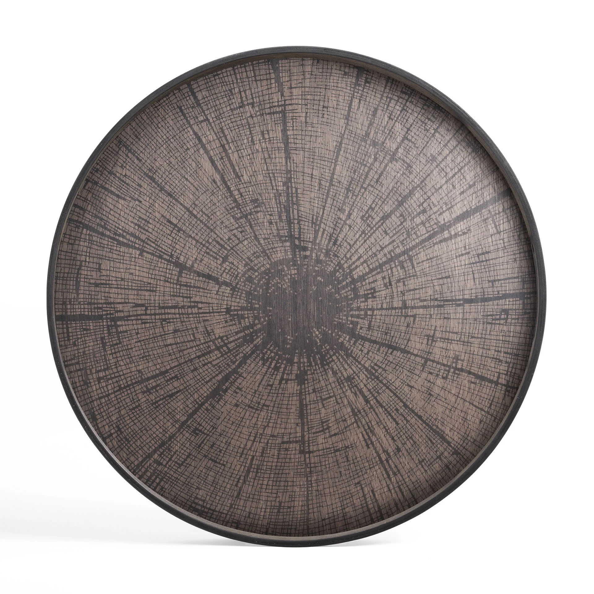 Round Black Slice Varnished Wood Tray, Extra Large - Image 3