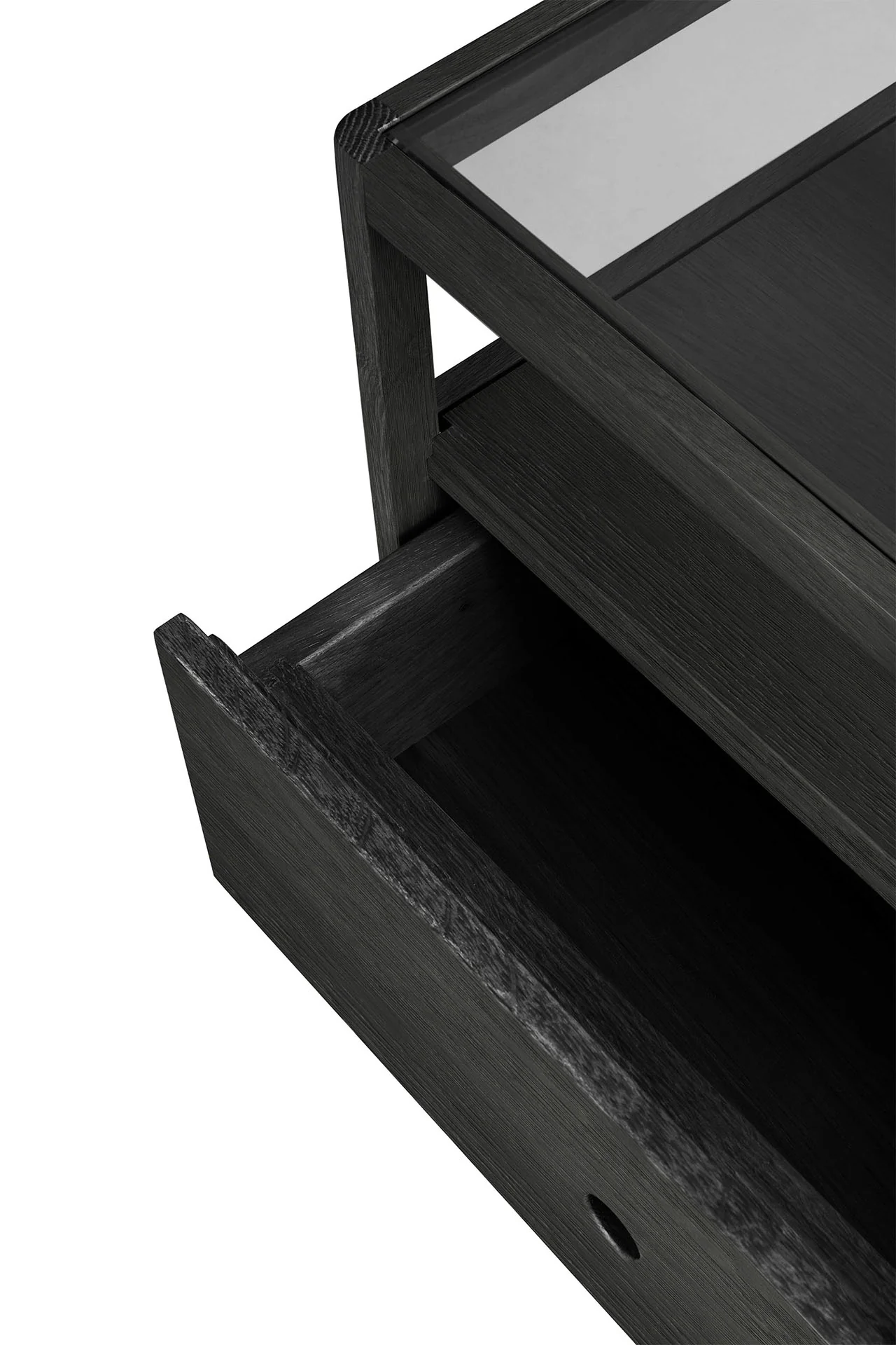 Spindle Solid Black Oak Bedside Table - Image 6