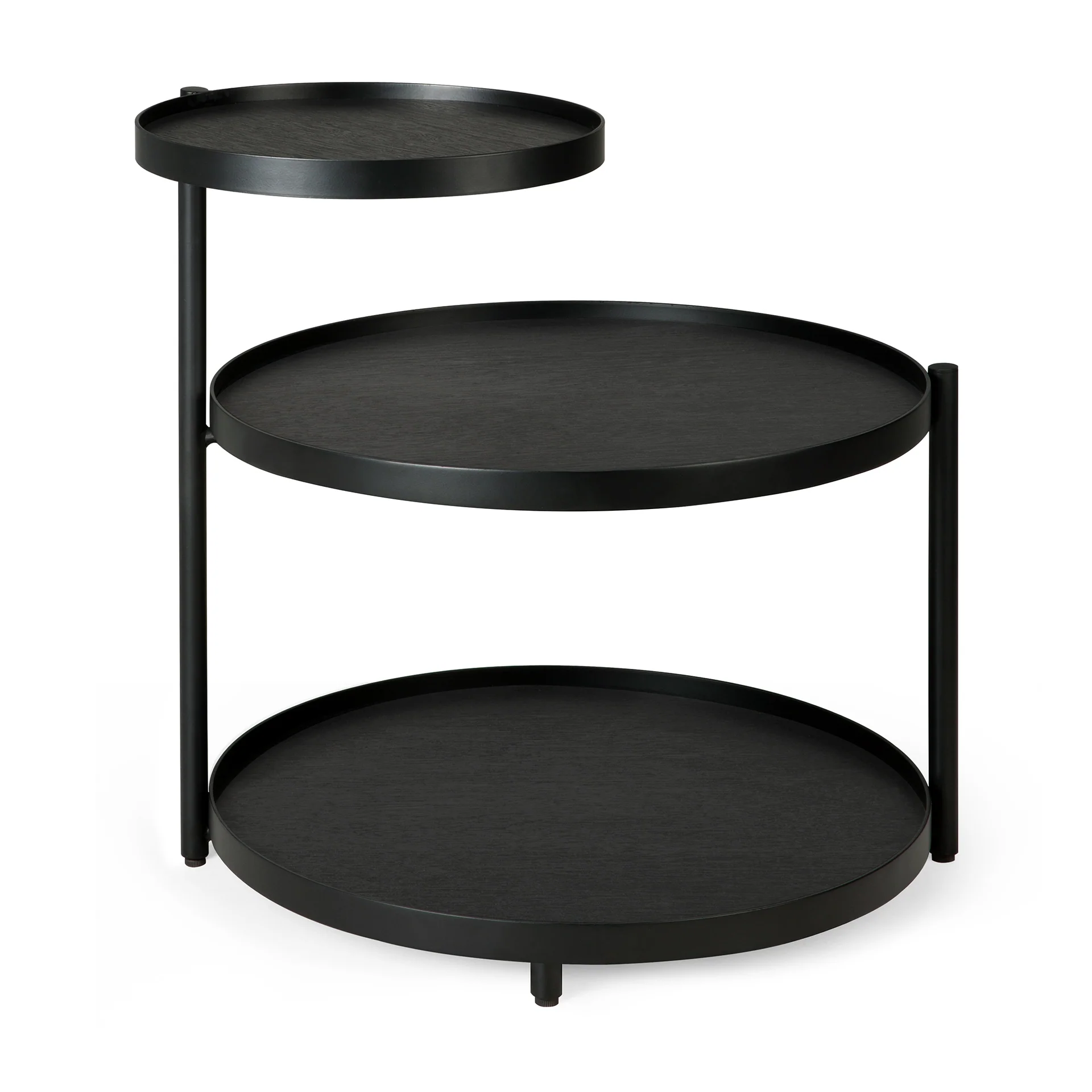 Swivel tray side table - varnished wood - black - round - XS - tray not included - Image 7