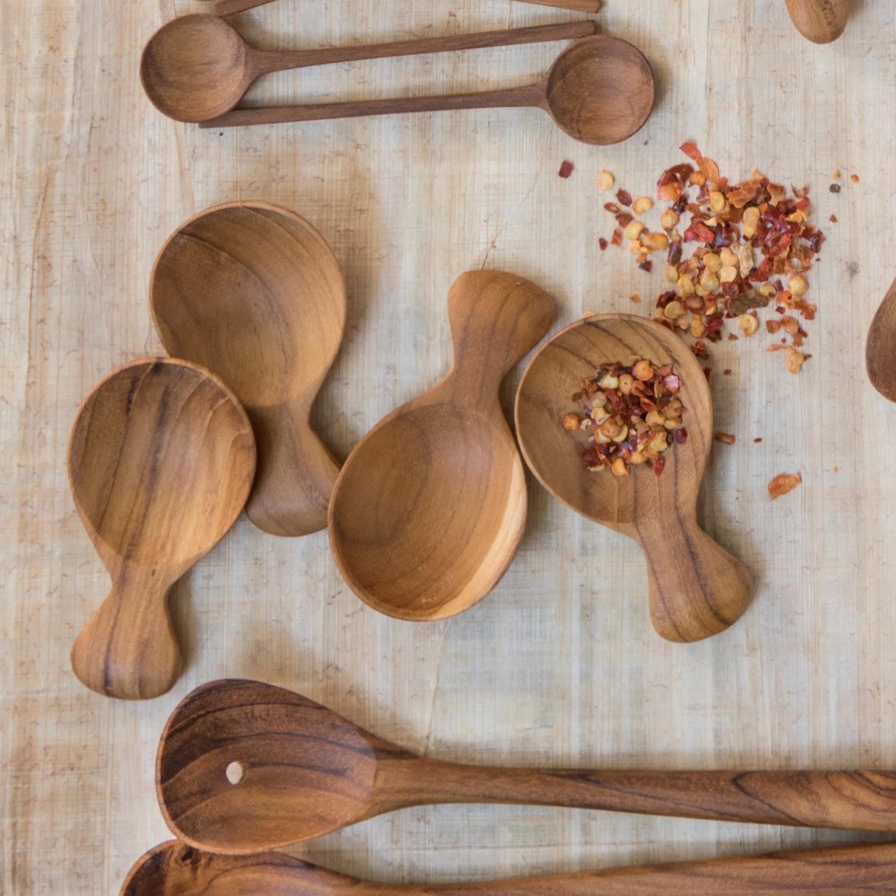 Mini Teak Scoops, Set of 4 - Image 2