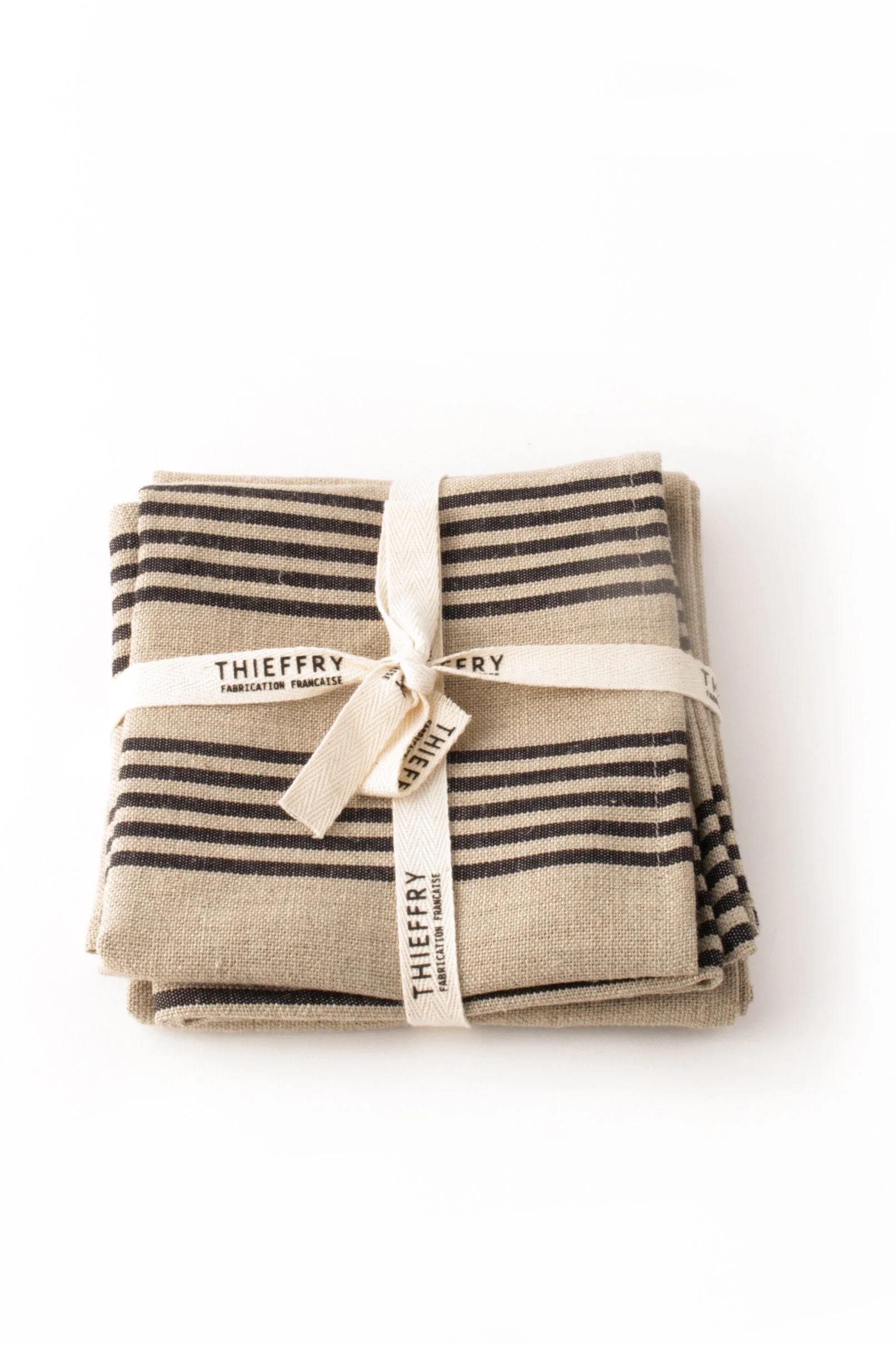 Thieffry Belgian Linen Dishtowels, Black Stripe & Natural, Set of 2 - Image 3